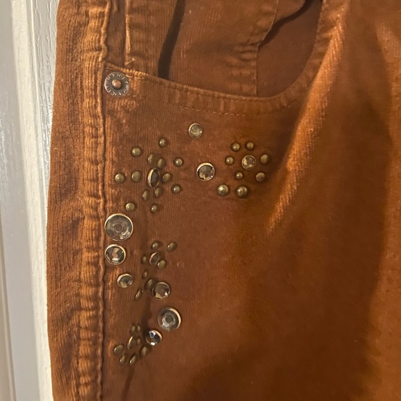 Rust brown corduroy mid rise flare bling jeans size 12 - Picture 3 of 6